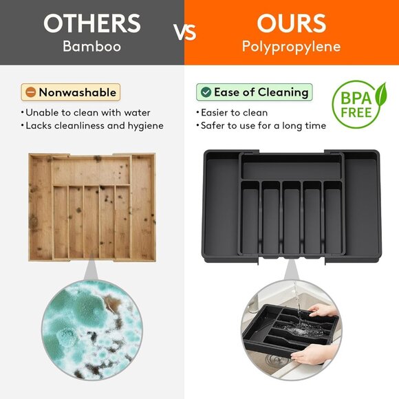 New Silverware Drawer Organizer, Expandable Utensil Tray for Kitchen Storage - Picture 4 of 13